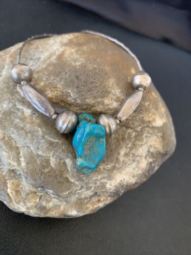 Southwestern Old Pawn Navajo Turquoise Heishi Pendant | Sterling Silver | 16" Chain | 1690