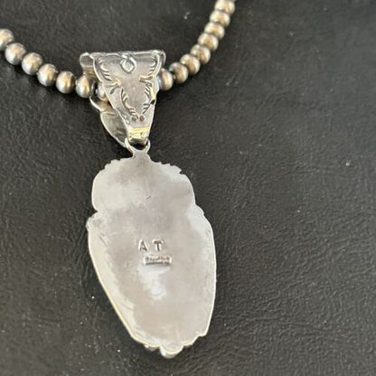 Navajo Blue Golden Hills Pendant Necklace | Sterling Silver | Authentic Native American Handmade | 14618