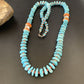 Navajo Natural Turquoise & Spiny Oyster Necklace | Sterling Silver | Authentic Native American | 29" | 13246
