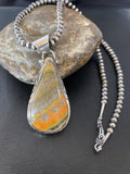 Navajo Pearls Sterling Silver Bumblebee Jasper Pendant Necklace | 18" | Handmade Jewelry | 10553
