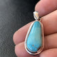 Navajo Blue Bisbee Turquoise Pendant | Sterling Silver | 1" | Authentic Native American Handmade | 1628