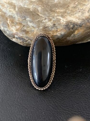 Native American Old Pawn Navajo Black Onyx Ring | Sterling Silver | Sz 7 | 11946