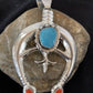 Navajo Sterling Silver Naja Pendant | Turquoise & Spiny Oyster | Authentic Native American Handmade | 1060