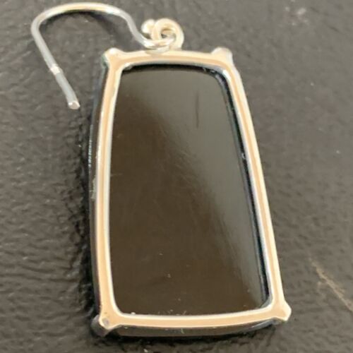 Navajo Black Faceted Quartz Dangle Earrings | Sterling Silver | 1" | Authentic Native American Handmade | 12087