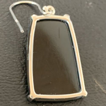 Navajo Black Faceted Quartz Dangle Earrings | Sterling Silver | 1" | Authentic Native American Handmade | 12087