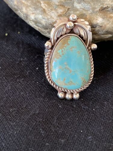 Native American Navajo Blue Turquoise #8 Ring | Sterling Silver | Sz 9.5 | 669