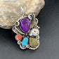Navajo Sugilite, White Buffalo Turquoise, Spiny Oyster Multi-Stone Pendant | Authentic Native American Sterling Silver | Multi-Stone | 1224