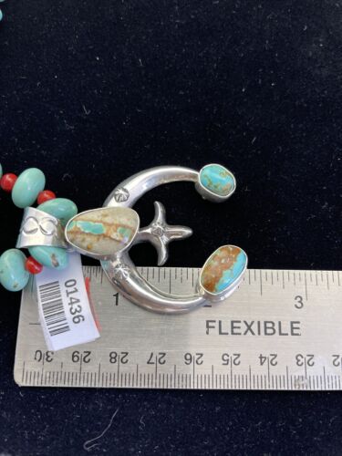 Navajo Blue Ribbon Boulder Turquoise Naja Pendant Necklace | Sterling Silver | 1436