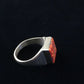 Navajo Men's Red Opal Inlay Ring | Sterling Silver | Sz 9.5 | Authentic Native American Handmade | 10104