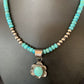 Navajo Blue Turquoise Pendant Necklace | Sterling Silver Pearls | Authentic Native American Handmade | 13220