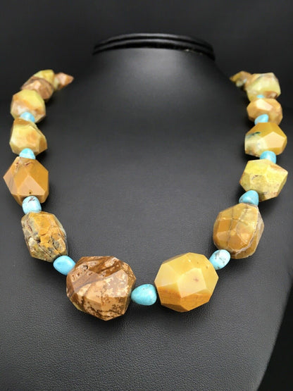 Native American Turquoise Nugget Necklace | Navajo Sterling Silver | 19" | 1139 - Masha USA