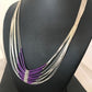 Native American Sugilite Heishi Tubes Necklace | 10 Strand Liquid Sterling Silver | 8558