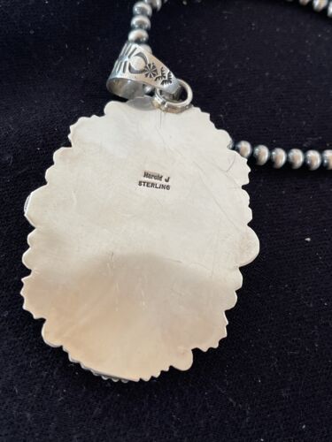 Navajo Pearls Picture Jasper Pendant Necklace | Sterling Silver | Authentic Native American Handmade | 1301