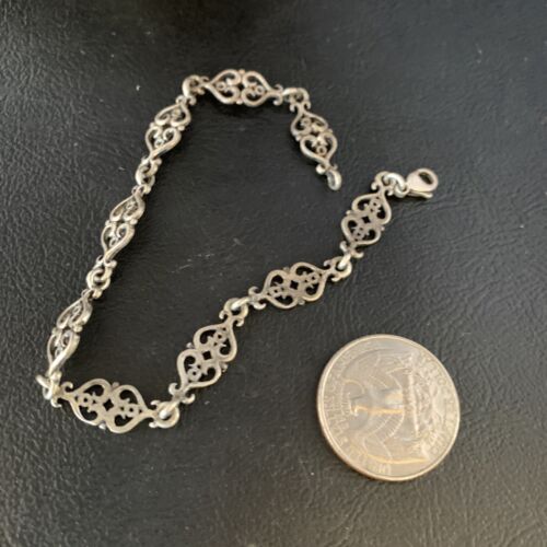 Old Pawn Navajo Sterling Silver Link Bracelet | 8" | Authentic Native American Handmade | 13730