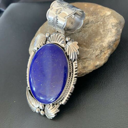 Native American Men's Blue Lapis Pendant Necklace | Sterling Silver | 11851