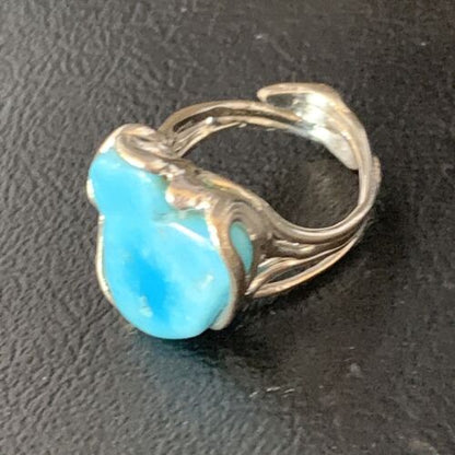 Navajo Blue Kingman Turquoise Ring | Sterling Silver | Sz 8 | Authentic Native American Handmade | 13541