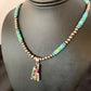 Navajo Multi-Color Blue Turquoise Pendant | Sterling Silver Pearls Necklace | Native American Handmade | 12617