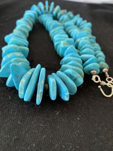 Authentic Native American Navajo Pearl Sterling Silver Shell Turquoise Nugget Necklace | 24" | 00817