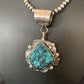 Men's Navajo Blue Spiderweb Turquoise Pendant Necklace | Sterling Silver | Authentic Native American Handmade | 10663