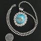 Men's Kingman Turquoise Pendant | Navajo Pearl Sterling Silver Necklace | Authentic Native American Handmade | 4876