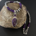 Navajo Pearls Necklace with Purple Sugilite Pendant | Sterling Silver | Multi-Stone | 11334