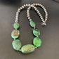 Chunky Navajo Graduated Natural Green Turquoise Necklace | Sterling Silver | Authentic Native American | 18" | 11769