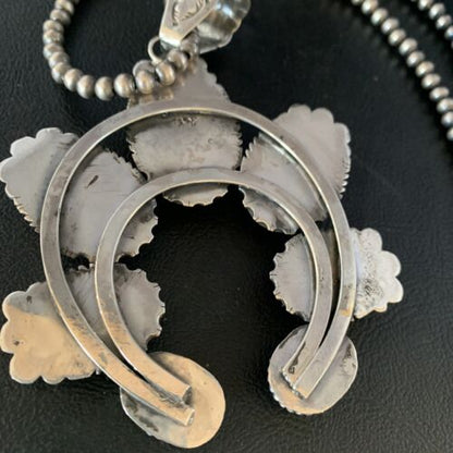 Navajo Purple Spiny Oyster Pendant Necklace | Sterling Silver Naja | Authentic Native American Handmade | 13989