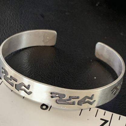 Navajo Kokopelli Stamped Cuff Bracelet | Sterling Silver | Authentic Native American Handmade | 12826