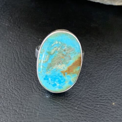 Navajo Blue Kingman Turquoise Ring | Sterling Silver | Sz 8 | Authentic Native American Handmade | 12795
