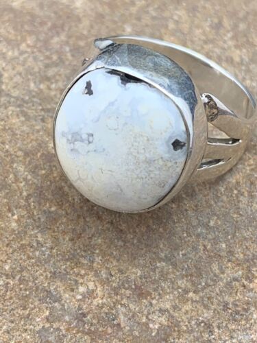 Native American White Buffalo Turquoise Ring | Navajo Sterling Silver | Sz 8.5 | 4646