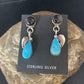 Navajo Purple Sugilite and Blue Turquoise Dangle Leaf Earrings | Sterling Silver | Native American Handmade | 13451