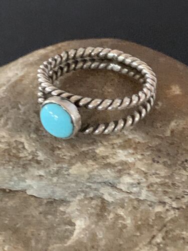 Navajo Blue Turquoise Ring | Sterling Silver | Sz 7 | Authentic Native American Handmade | 10768