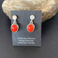 Native American Navajo Red Coral Dangle Earrings | Sterling Silver | 1" | 13114