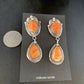 Navajo Orange Spiny Oyster Dangle Earrings | Sterling Silver | Authentic Native American Handmade | 13817