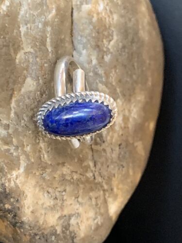 Women's Adjustable Navajo Lapis Lazuli Ring | Sterling Silver | Sz 7.5 | Authentic Native American Handmade | 12451