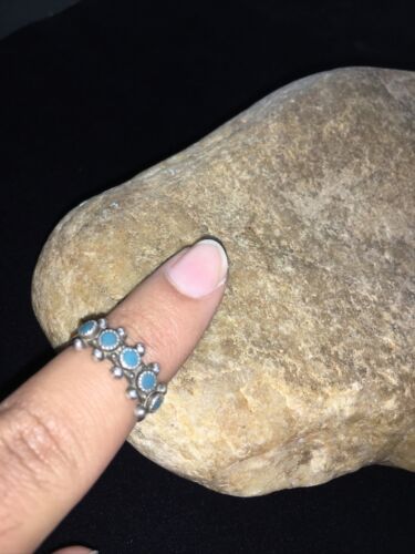 Navajo Women's Blue Turquoise Ring | Sterling Silver | Sz 6.25 | Authentic Native American Handmade | 01785