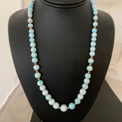 Navajo Blue Opal Necklace with Graduated Gold-Filled Beads | Authentic Native American Jewelry | 20" | 02046