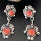 Navajo Red Spiny Oyster Dangle Earrings | Sterling Silver | Authentic Native American Handmade | 2066
