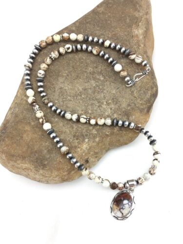 Navajo Wild Horse Turquoise Necklace Pendant | Sterling Silver | 20" | Authentic Native American Handmade | 12107