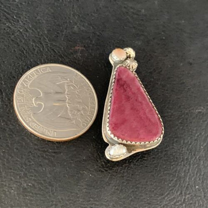Navajo Handmade Pin | Sterling Silver | Purple Spiny Oyster & Mother of Pearl | Authentic Native American Jewelry | 13699