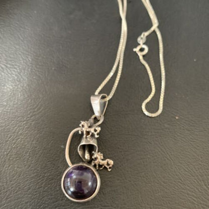 Navajo Black Onyx Inlay Pendant | Sterling Silver | Authentic Native American Handmade | 12934