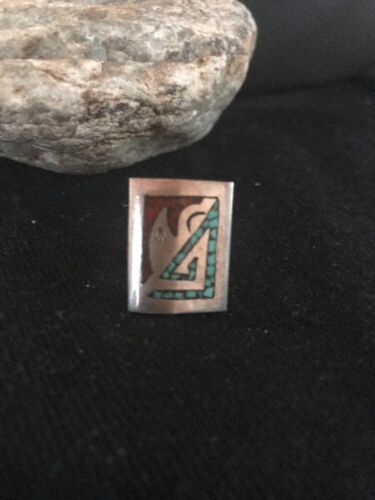 Navajo Kingman Turquoise Coral Ring | Sterling Silver | Sz 4 | Authentic Native American Handmade | 3628