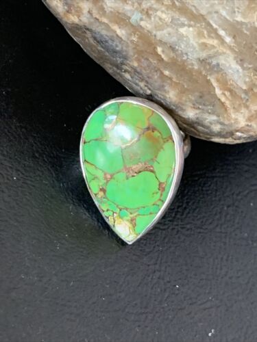 Navajo Green Mojave Turquoise Ring | Sterling Silver | Sz 7 | Authentic Native American Handmade | 11796