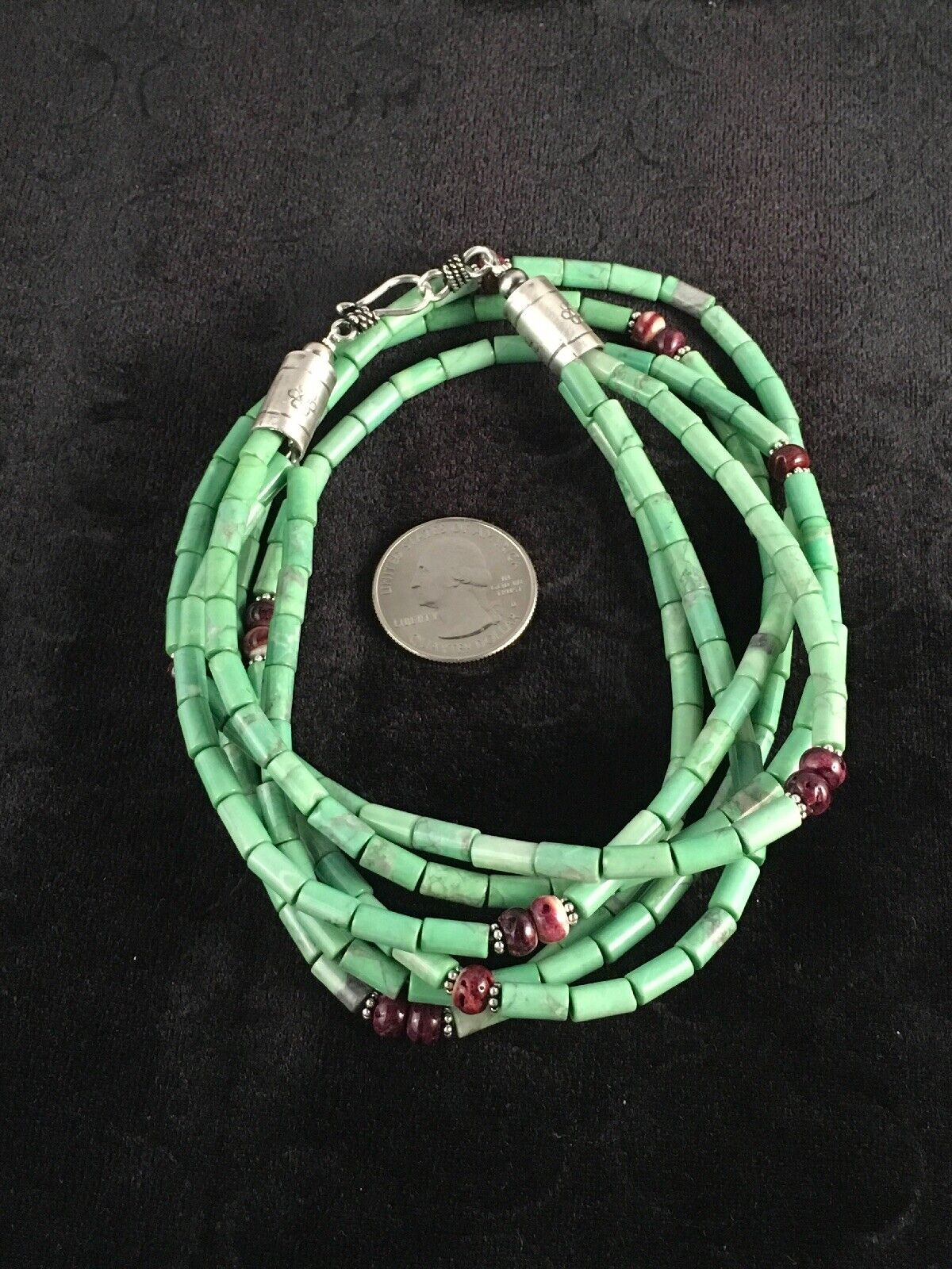 Navajo Spiny Oyster & Turquoise Bead Necklace | Sterling Silver | 21" | Authentic Native American Handmade | 8720