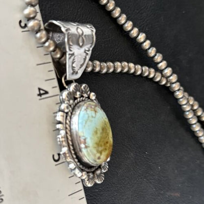 Navajo Blue Golden Hills Pendant Necklace | Sterling Silver | Authentic Native American Handmade | 14350