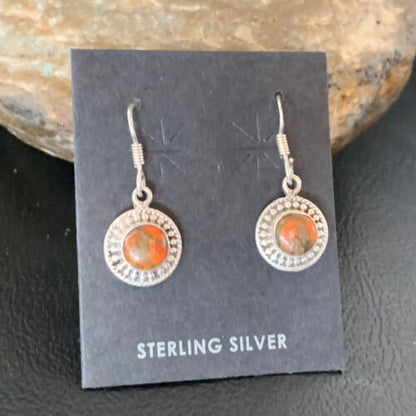 Navajo Spiny Oyster Earrings | Sterling Silver | Minimalist Native American Handmade | 12831