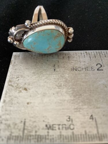 Native American Navajo Blue Turquoise #8 Ring | Sterling Silver | Sz 9.5 | 669