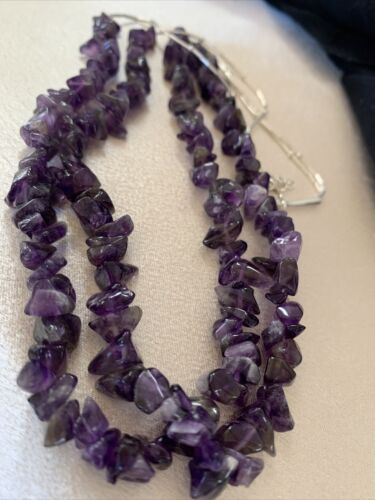 Navajo Purple Amethyst Liquid Heishi Necklace Pendant | Sterling Silver Tubes | Authentic Native American Handmade | 869