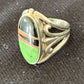 Native American Gaspeite, Onyx & Opal Inlay Ring | Sterling Silver | Sz 7 | 01488