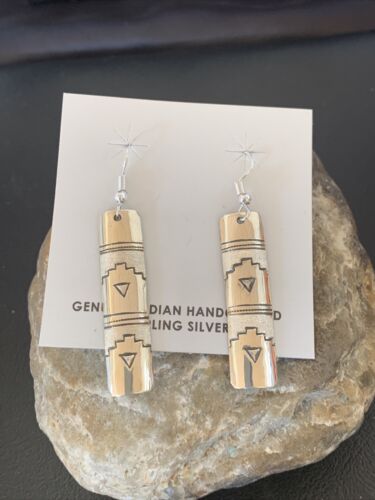 Navajo Stamped Sterling Silver Earrings Set | Authentic Native American Handmade | 11623